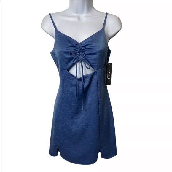 Le Lis Dresses & Skirts - Le Lis Blue Cutout Mini Dress w/ Slits Satin Size Small New